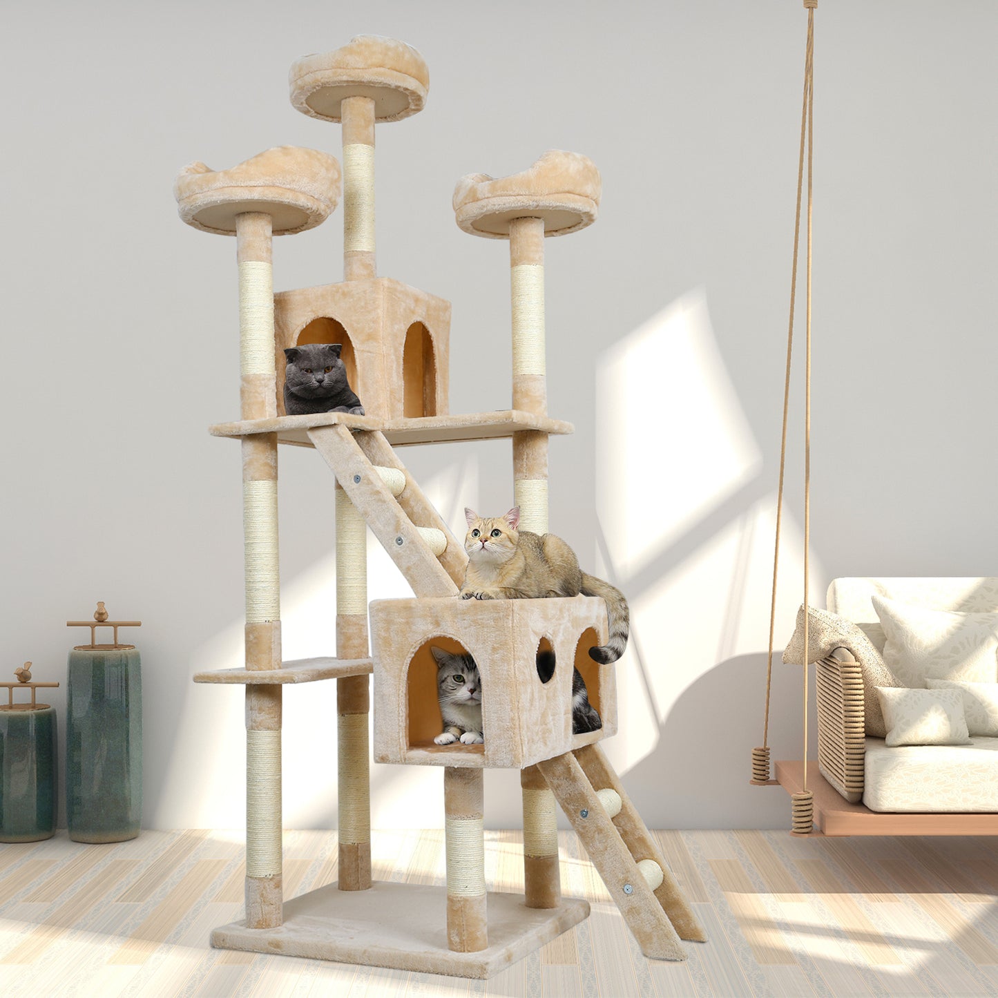 Cat Scratching Tree, Large Size, with Ladders and Looking Platforms