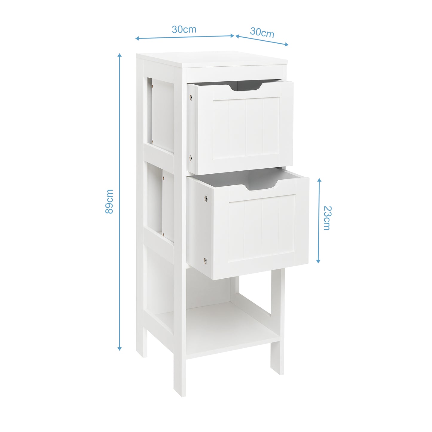 Simple Bathroom Cabinet, White Color, Single Raw, 2 Drawers