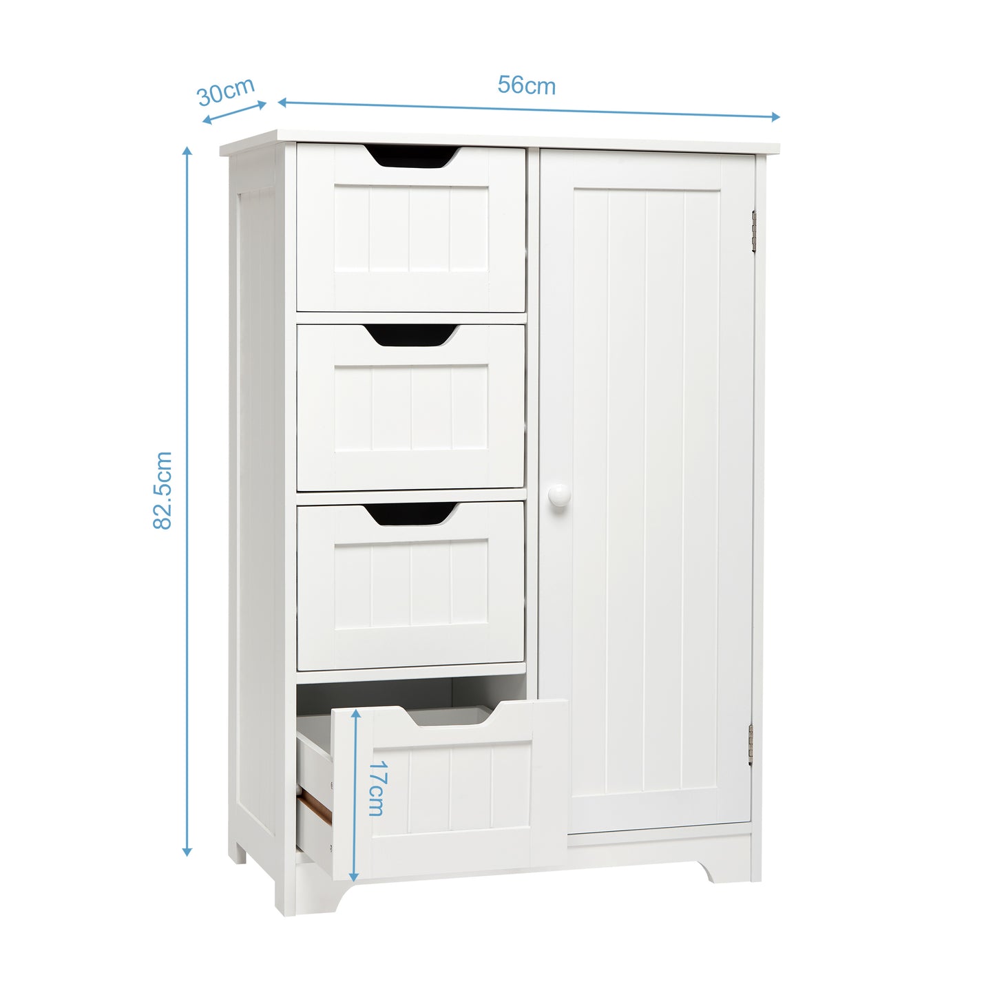 Simple Bathroom Cabinet, White Color, Single Door and 4 Drawers