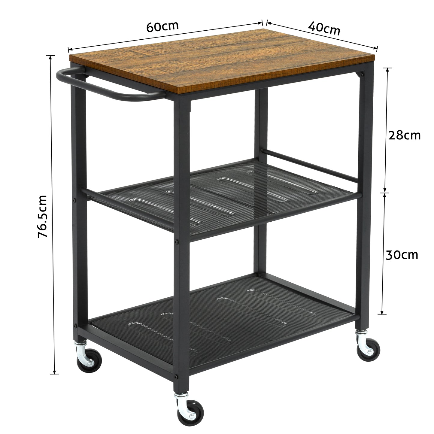 Large Storage Capacity Trolley, with Wheels and Handrails