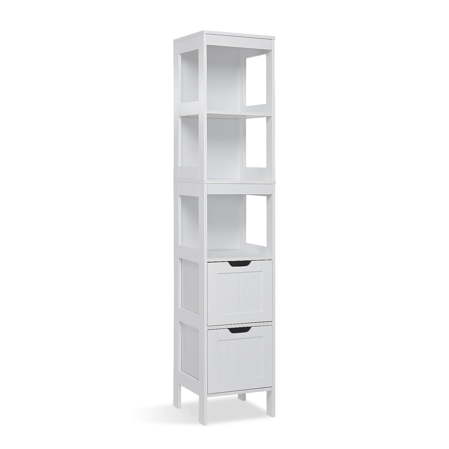 Simple Bathroom Cabinet, White Color, The Upper Open Space, 2 Drawers