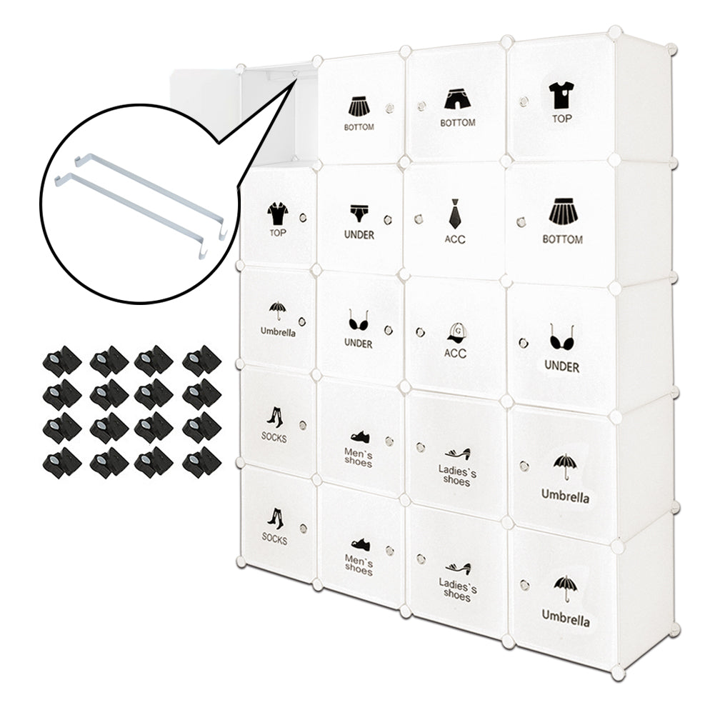 Bedroom PP Storage Wardrobe, 20 Cubes, Creative Stickers Offered