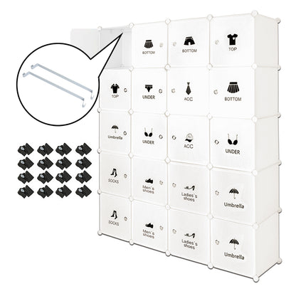 Bedroom PP Storage Wardrobe, 20 Cubes, Creative Stickers Offered