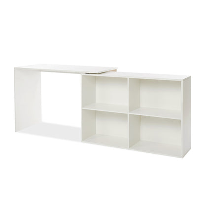 Mondeer L Shaped Desk, 41.7 Inch 360° Rotating Computer Desk with Storage Shelves for Study Home Office Living Room (White)