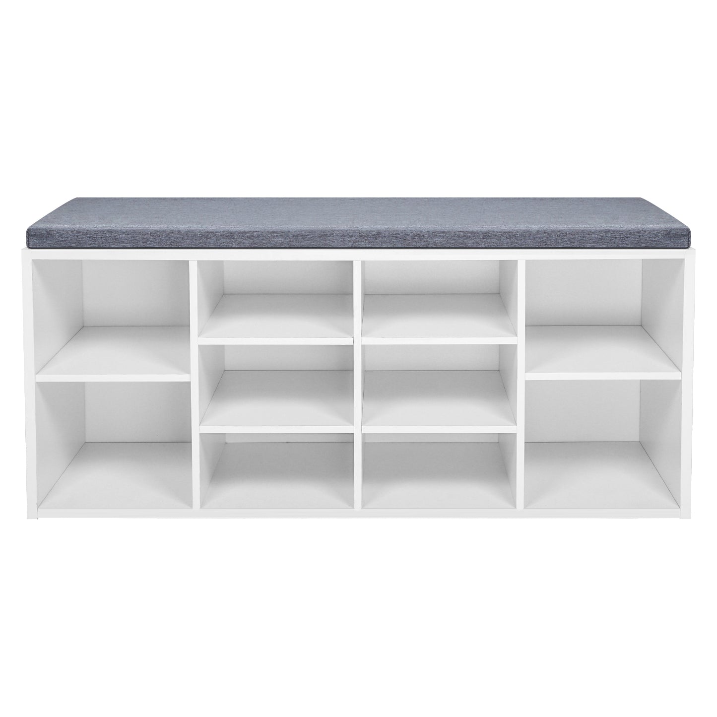 Modern Shoe Bench in Grey/ White Color, Organizer Unit