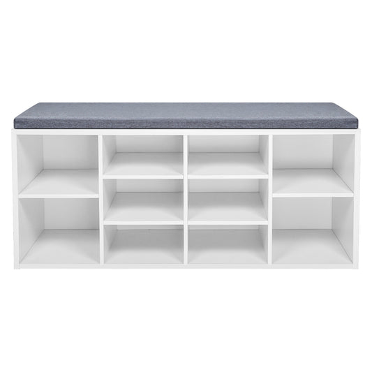 Modern Shoe Bench in Grey/ White Color, Organizer Unit