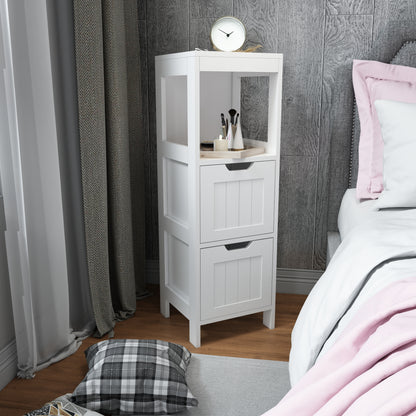 Simple Bathroom Cabinet, White Color, Single Raw, 2 Drawers