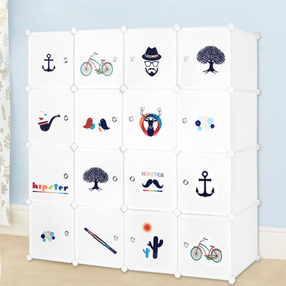 Bedroom PP Storage Wardrobe, 20 Cubes, Creative Stickers Offered