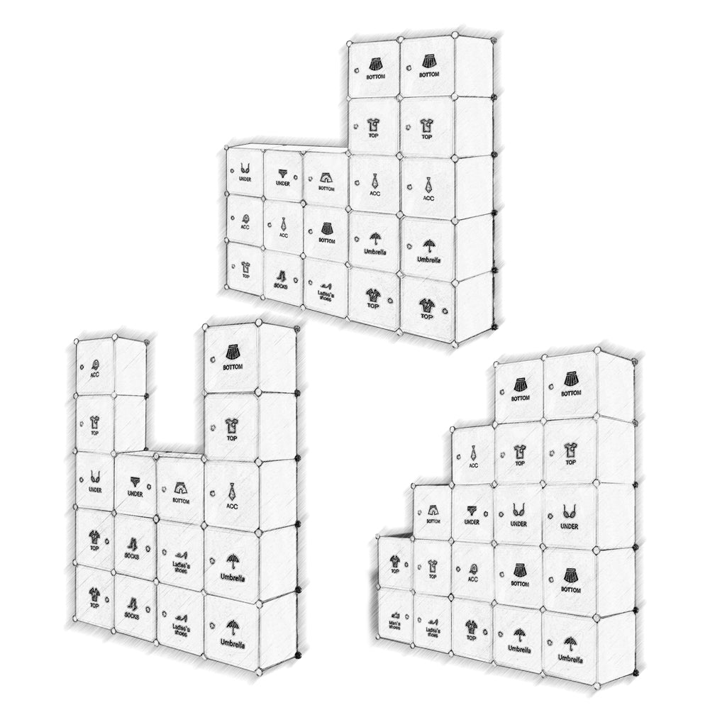 Bedroom PP Storage Wardrobe, 20 Cubes, Creative Stickers Offered