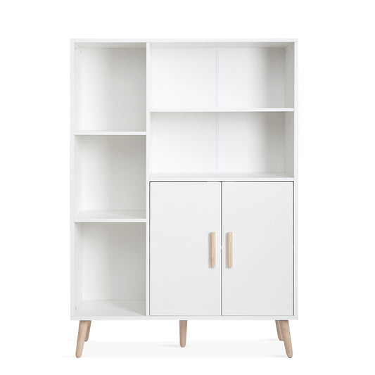 Modern Storage Cabinet, White Color, Adjustable Partitions