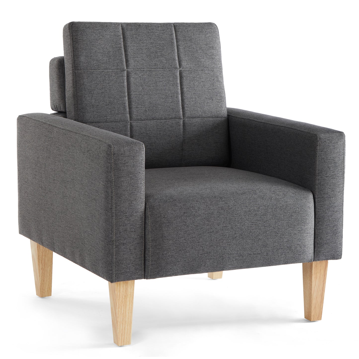 Modern Armchair, Dark Grey Color, Solid Wood Frame Inside