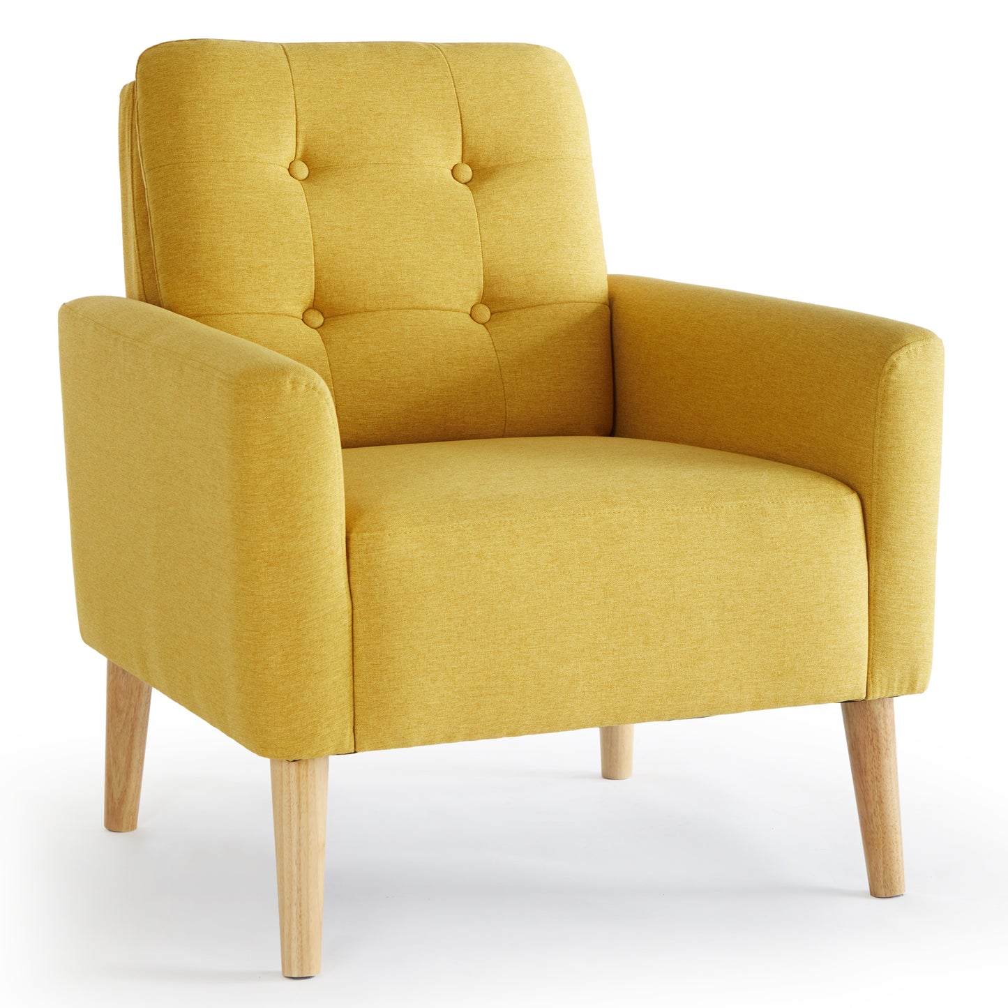 Style Armchair, Grass Green/Lemon Yellow Color, Solid Wood Legs