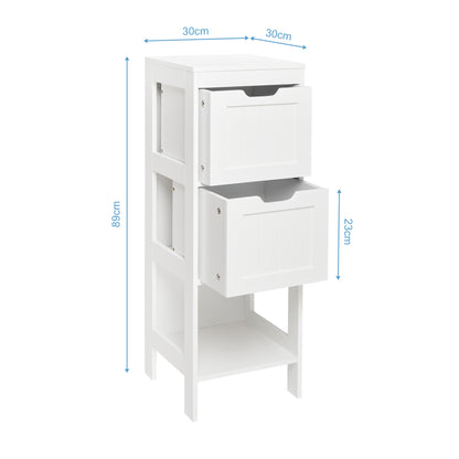 Simple Bathroom Cabinet, White Color, Single Raw, 2 Drawers