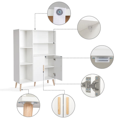 Modern Storage Cabinet, White Color, Adjustable Partitions