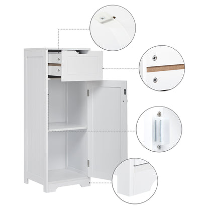 Simple Bathroom Cabinet, White Color, Single Raw, Drawer, and Door