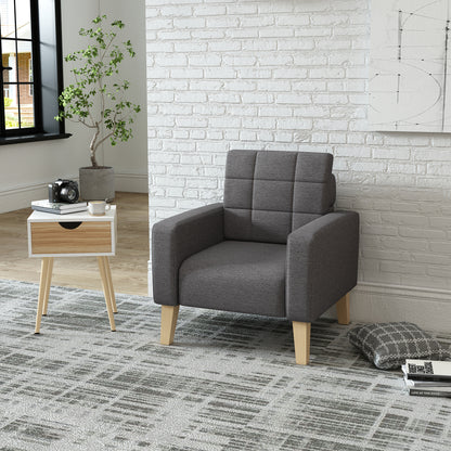 Modern Armchair, Dark Grey Color, Solid Wood Frame Inside