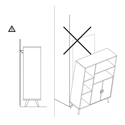 Modern Storage Cabinet, White Color, Adjustable Partitions