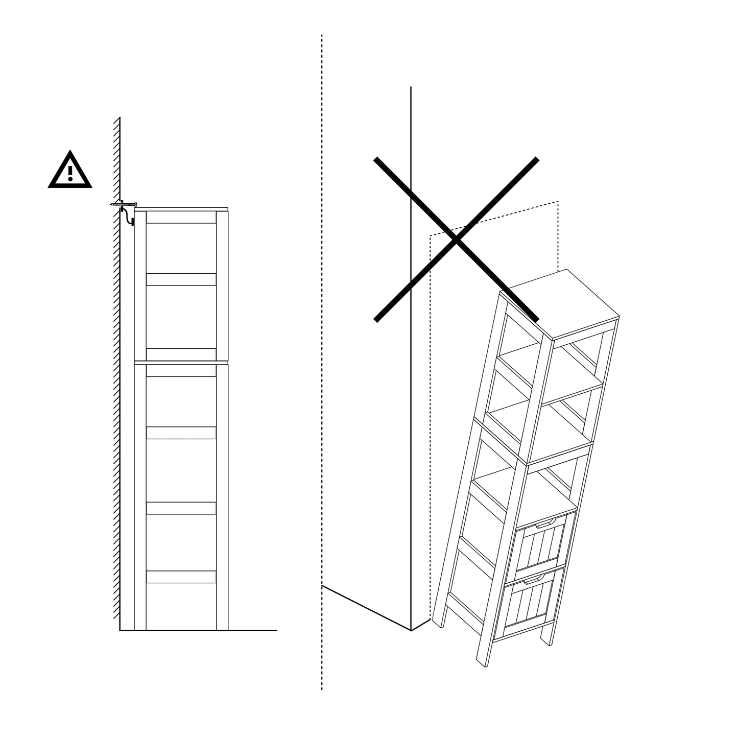 Simple Bathroom Cabinet, White Color, The Upper Open Space, 2 Drawers