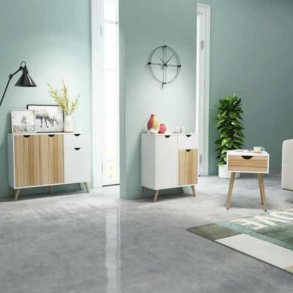 Modern Storage Cabinet, White and Oak Color Matching, Single Drawer