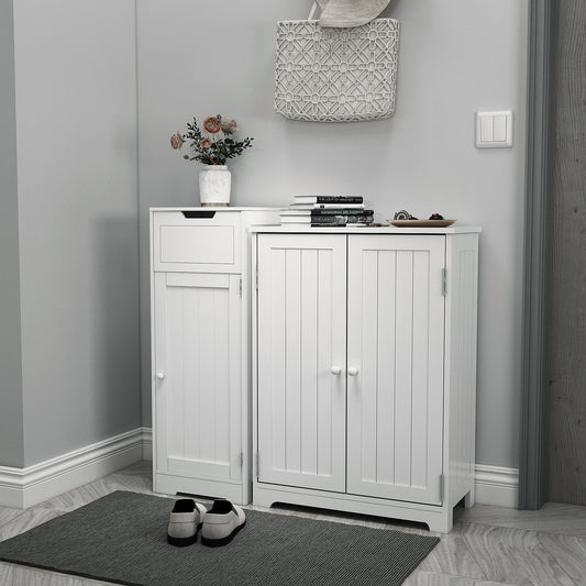 Simple Bathroom Cabinet, White Color, Single Raw, Drawer, and Door