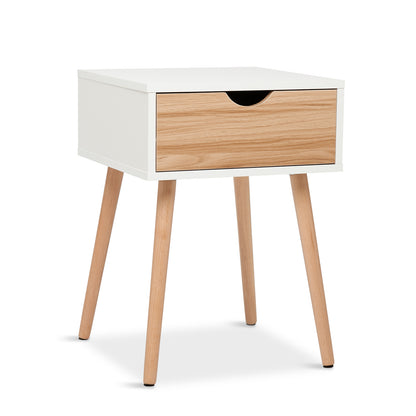 Modern Storage Cabinet, White and Oak Color Matching, Single Drawer