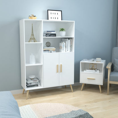Modern Storage Cabinet, White Color, Single Storage Unit and Drawer