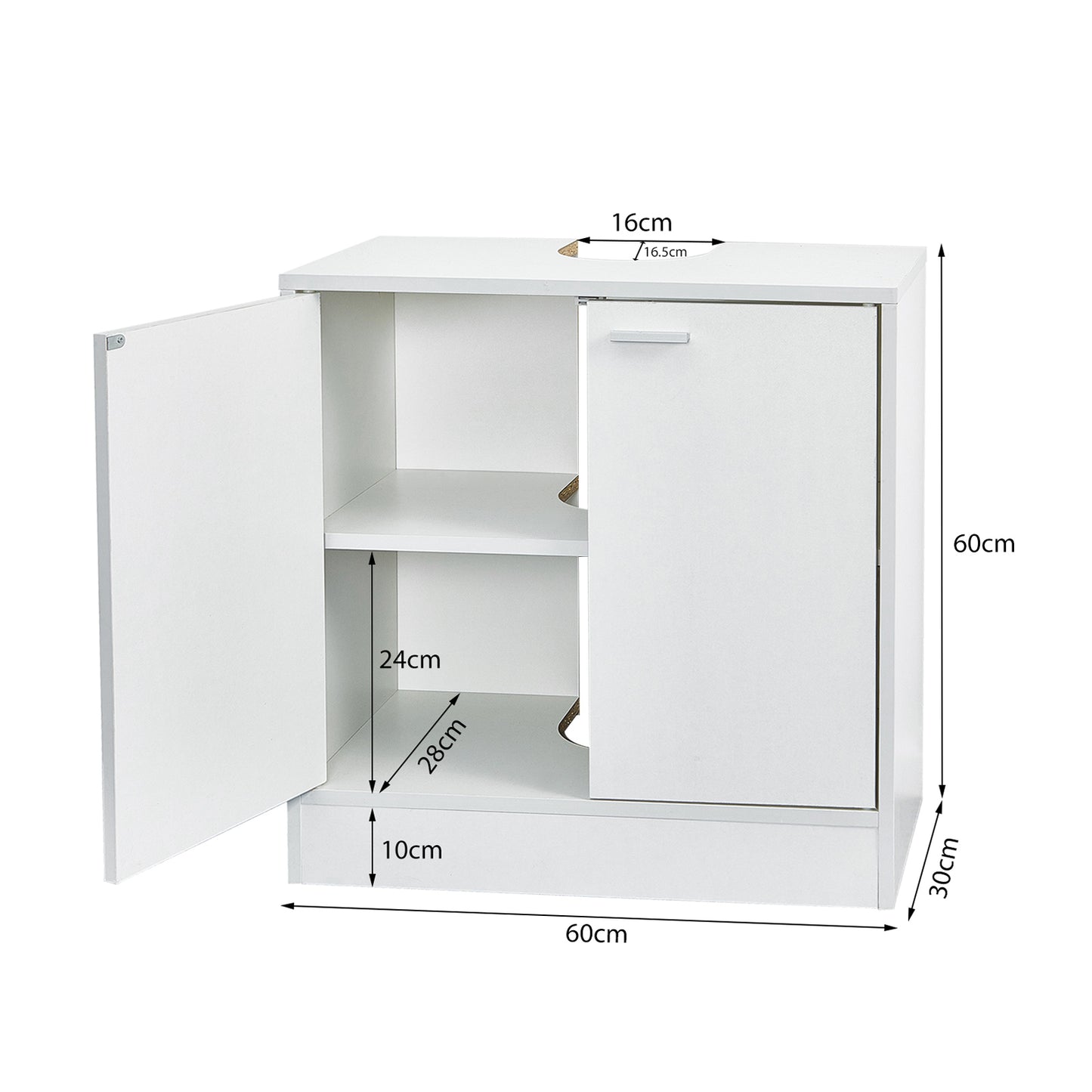 Bathroom Under Sink Cabinet, White Color, Storage Unit with 2 Doors