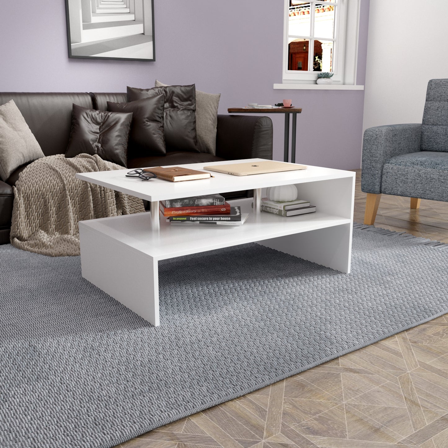 Coffee Table Sofa Side Table End Side Table with Shelf