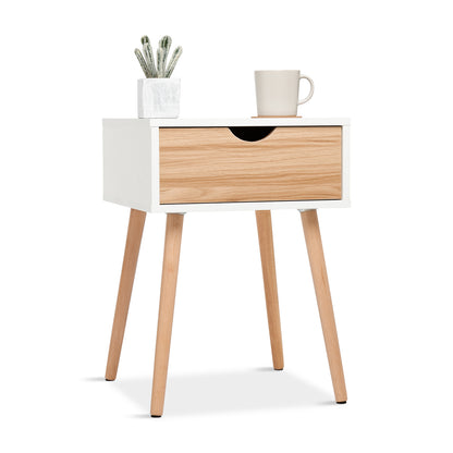 Modern Storage Cabinet, White and Oak Color Matching, Single Drawer