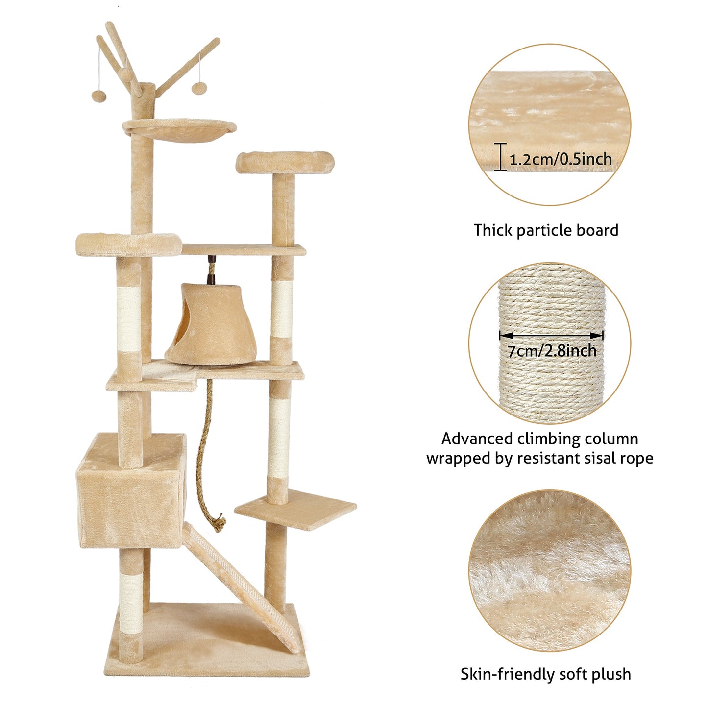 Cat Scratching Tree,Large Size, Seven Levels of Different Heights