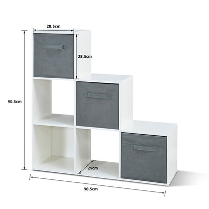 6 Cubes Bookcase, White Color, Trapezoid Storage Unit