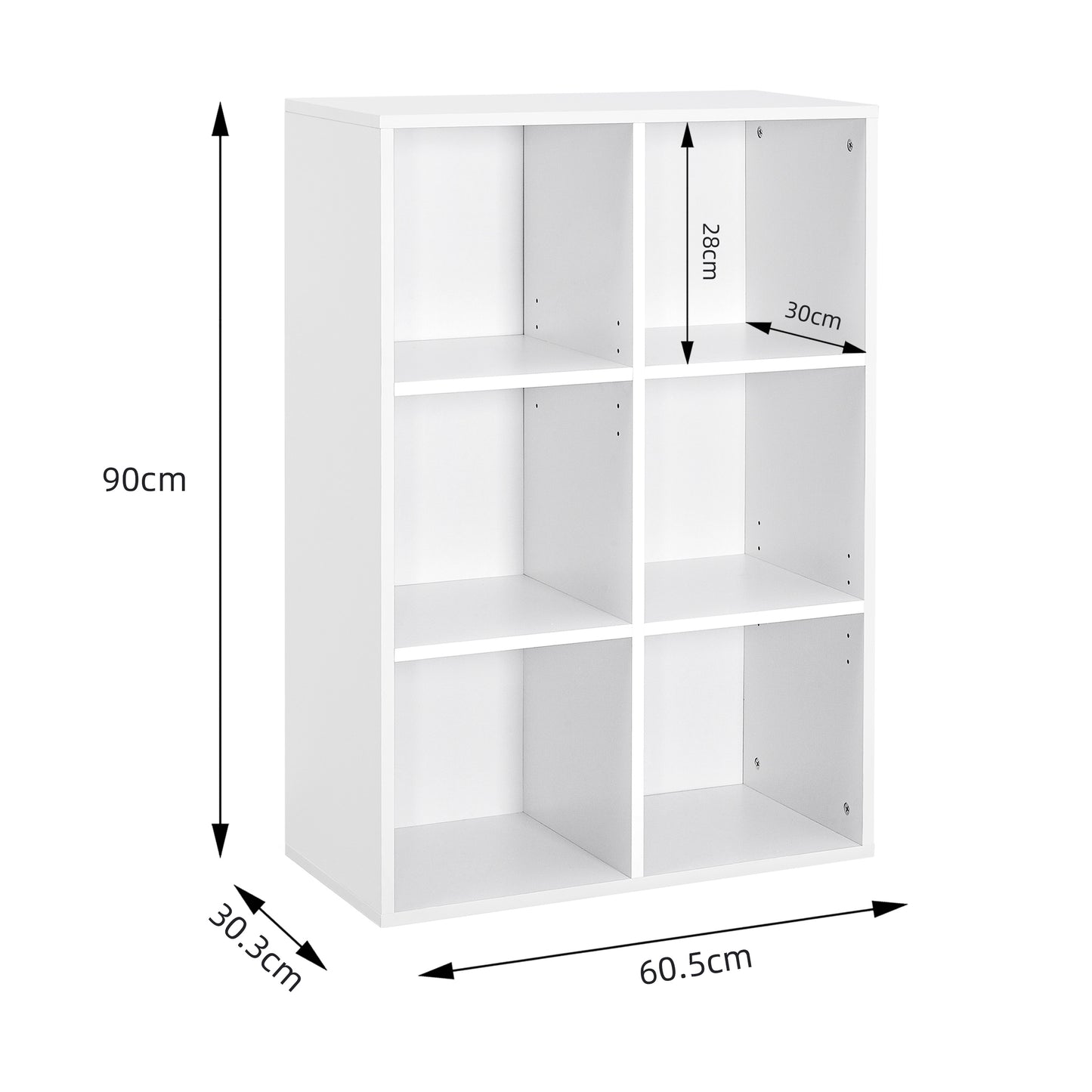Modern Bookcase, 6 Opening Storage Cubes