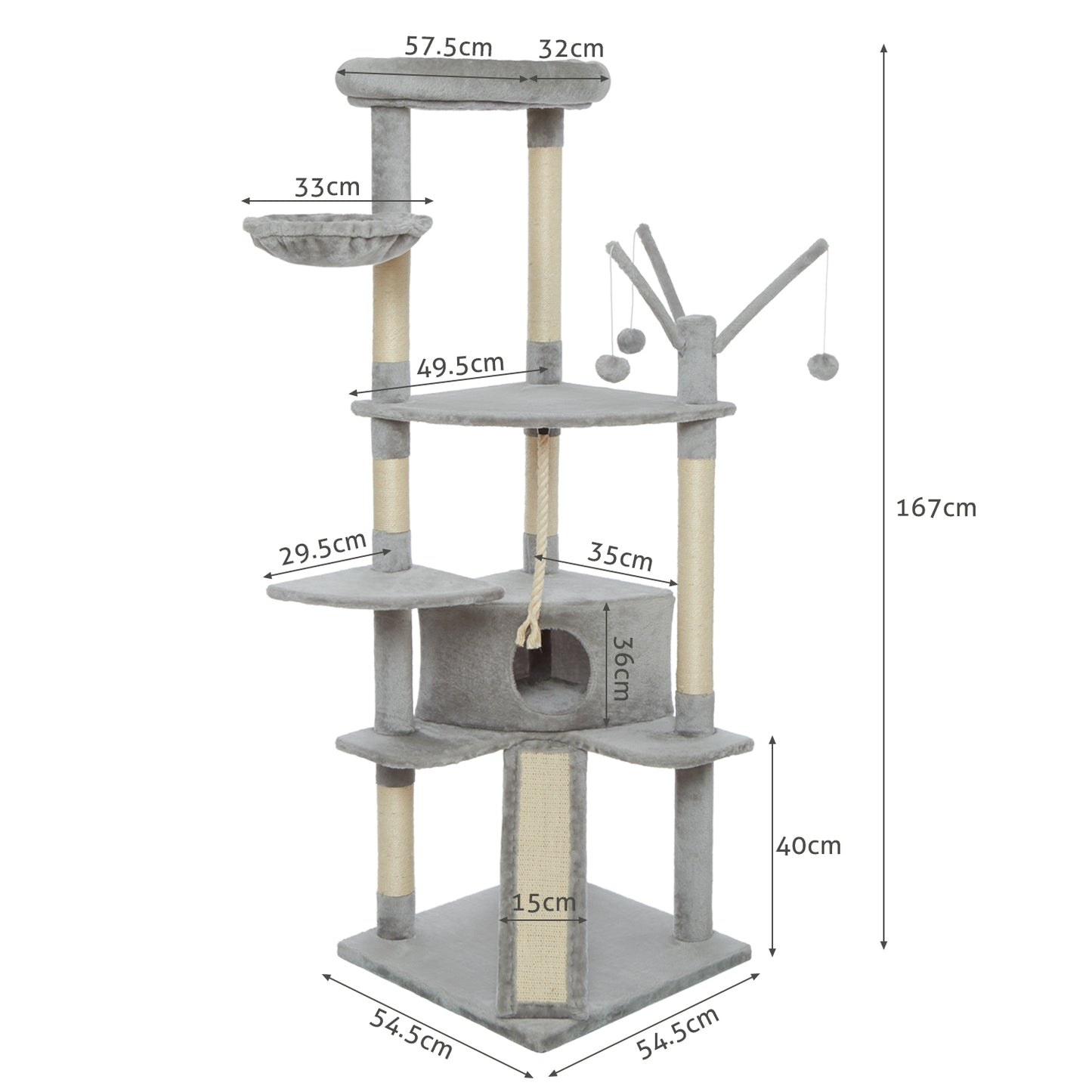 Cat Scratching Tree, Large Size, with Stairs, Berths and Jumping Platforms