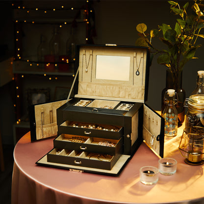 Jewellery Box, Pink/Black/Grey Color, Classic Design