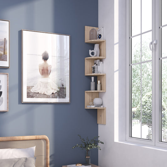 Rounded Wall Shelf, Grey and Oak, Easy to Assmeble