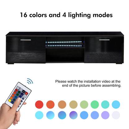 LED TV Cabinet, Black/White Color, Large Storage Space