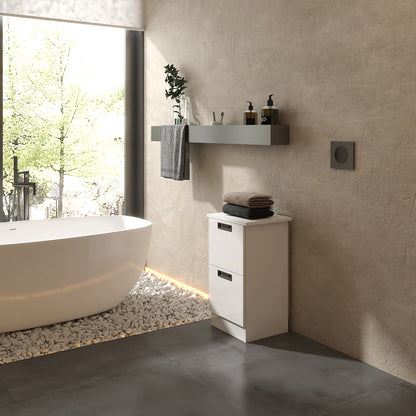 Freestanding Bathroom Cabinet, 2 Drawers and Black Pulls