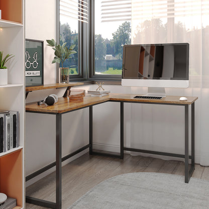 Retro Industrial Computer Table£¬L-shaped, with Monitor Stand