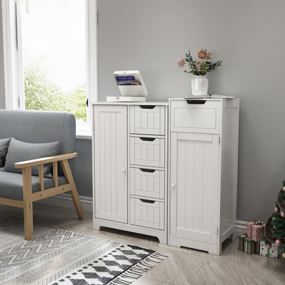 Simple Bathroom Cabinet, White Color, Single Raw, Drawer, and Door