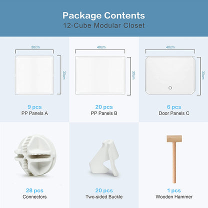 DIY Multi-functional PP Shoe Rack, 12 Cubes, Black / Milky Color