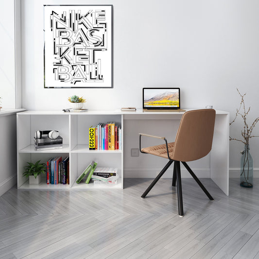 Mondeer L Shaped Desk, 41.7 Inch 360° Rotating Computer Desk with Storage Shelves for Study Home Office Living Room (White)