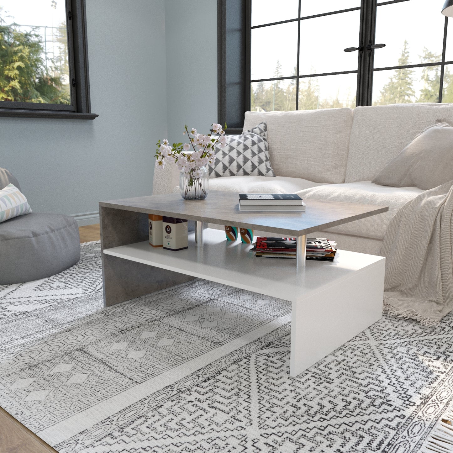 Coffee Table Sofa Side Table End Side Table with Shelf