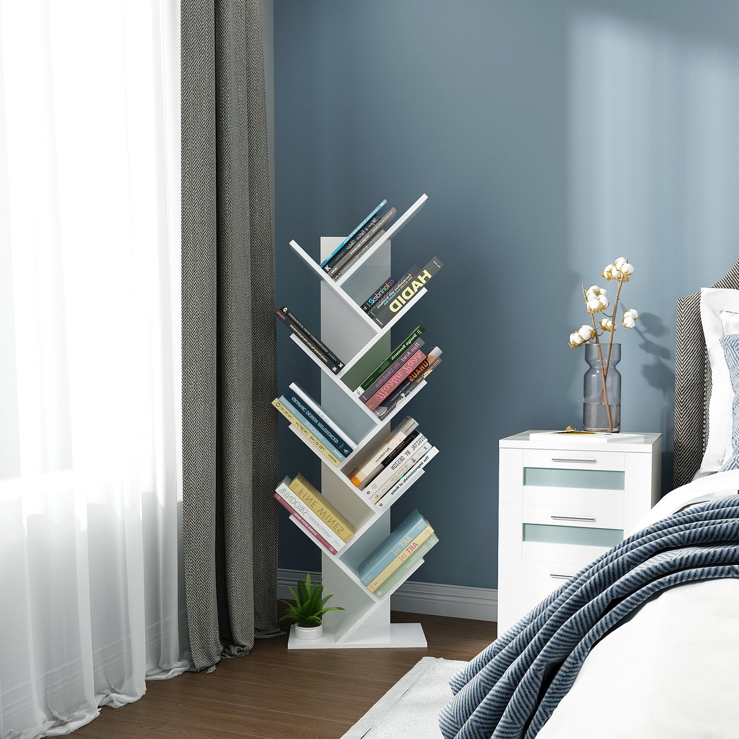 Modern Bookcase, Tree-shape Design, 9 Tier Tree