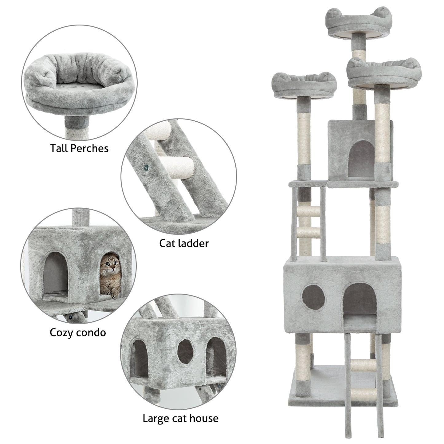 Cat Scratching Tree, Large Size, with Ladders and Looking Platforms