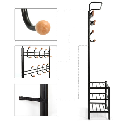 Hall Tree with Storage Bench, Thickened Steel Tube Assembled
