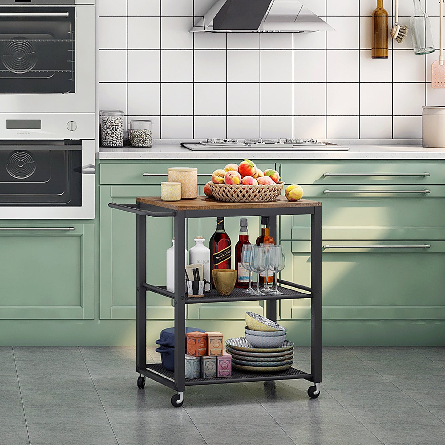 Large Storage Capacity Trolley, with Wheels and Handrails