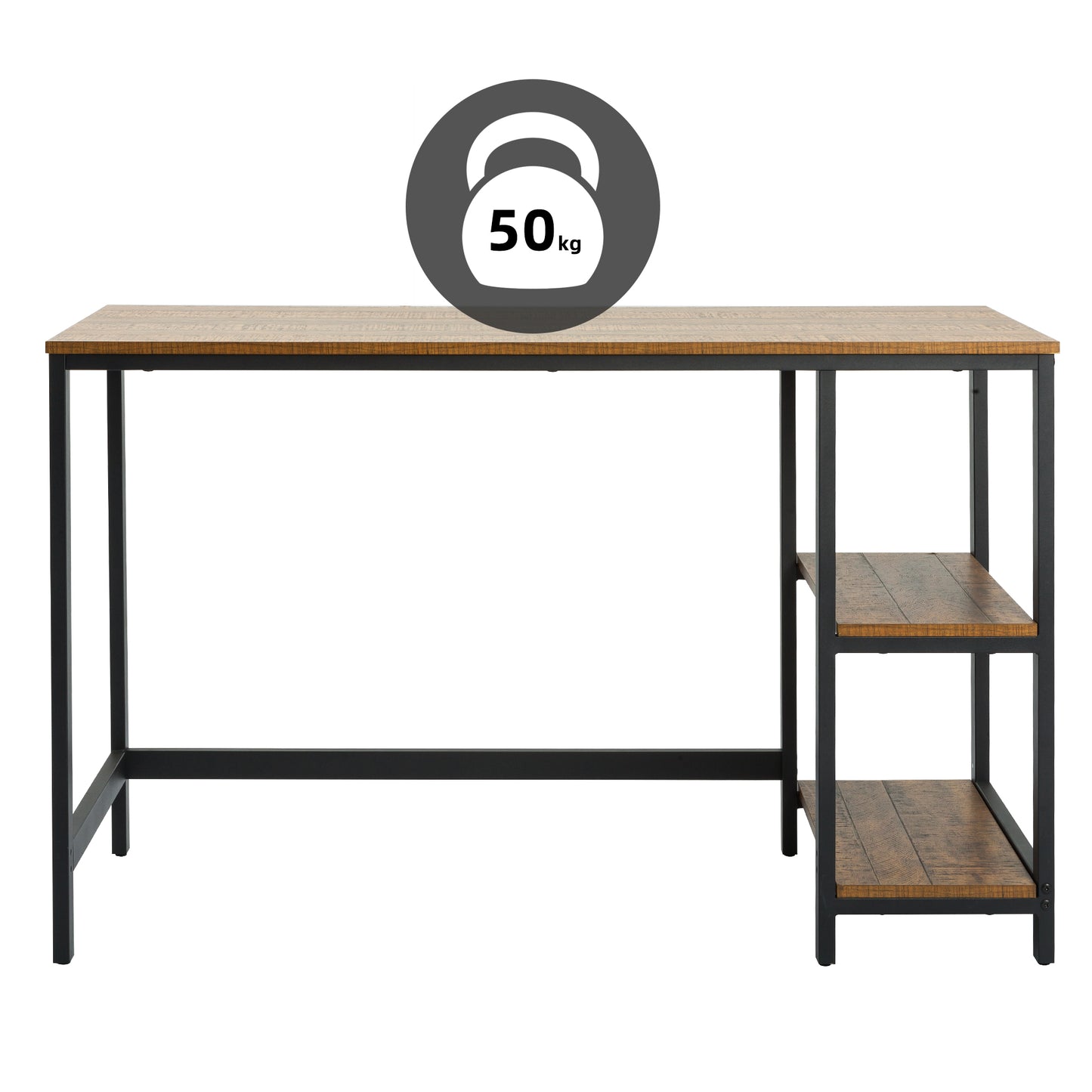 Retro Industrial Computer Table for Home Office, with Open Storage Spaces