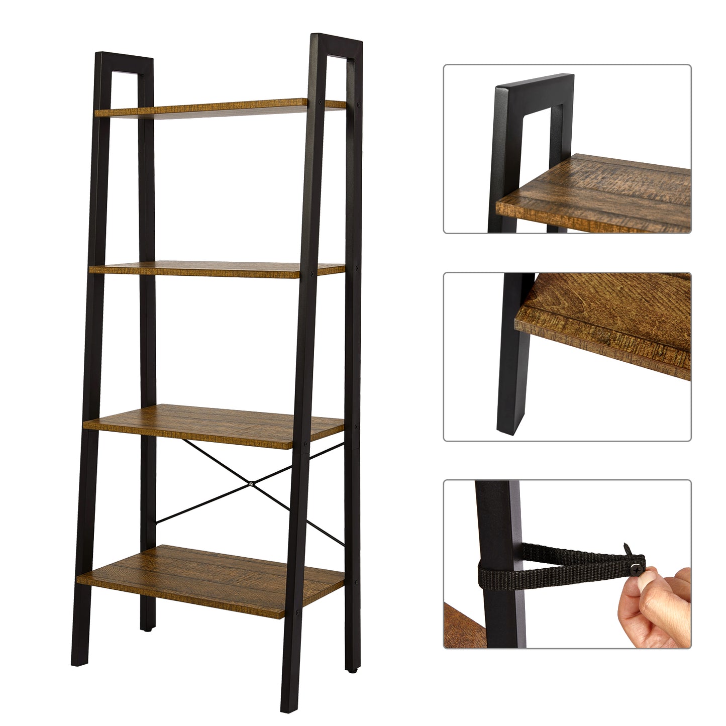 Multi-functional Ladder Shelf, Antique Wood Grain Color