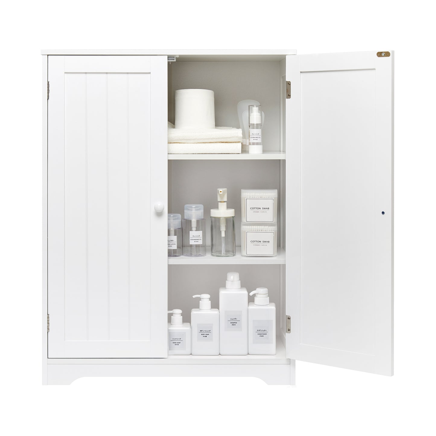 Simple High Bathroom Cabinet, White Color, 2 Doors