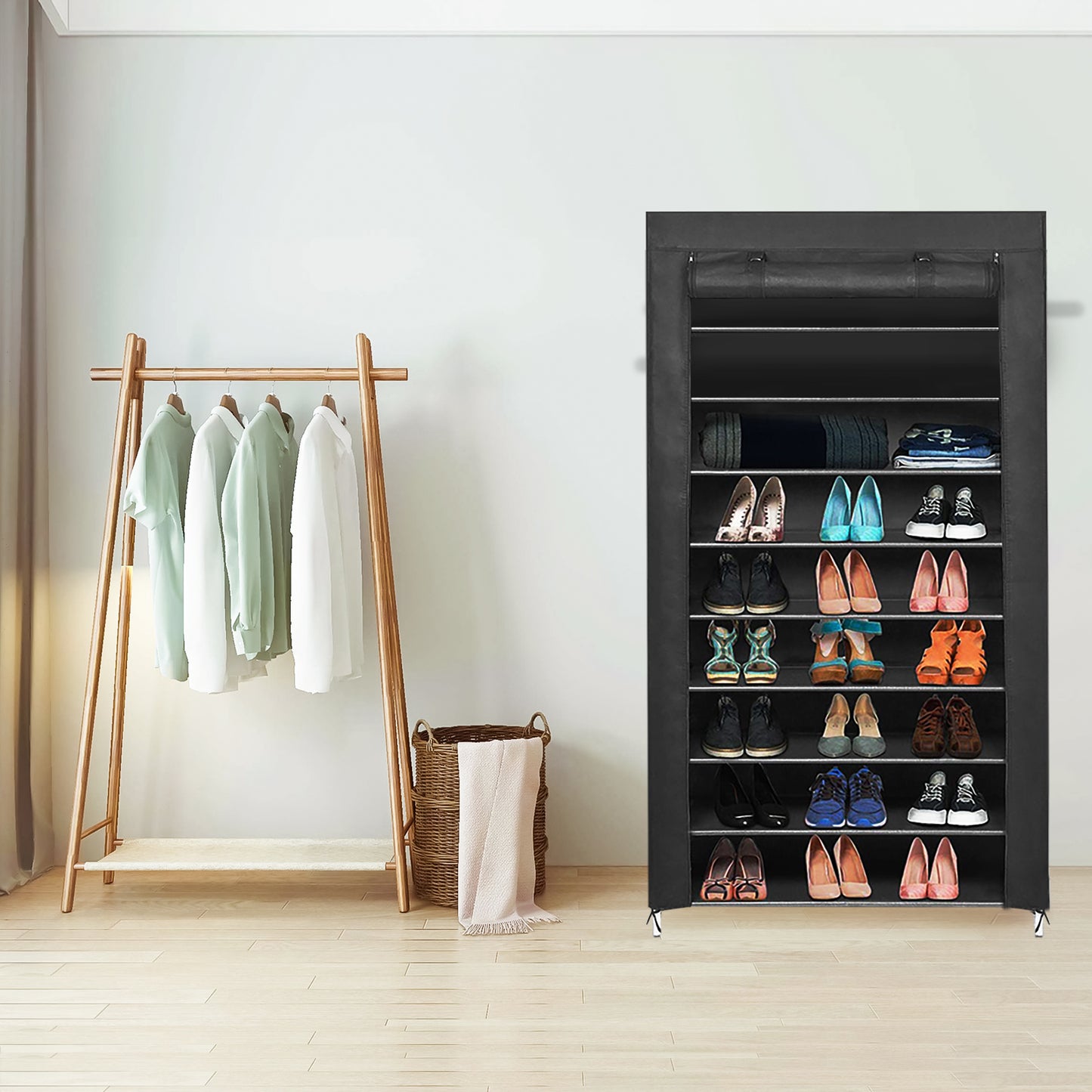 Non-woven Fabric Foldable Shoe Rack,  Single Raw and Multi-layer